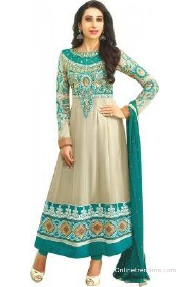 Reya Georgette Embroidered Semi-stitched Salwar Suit Dupatta Material